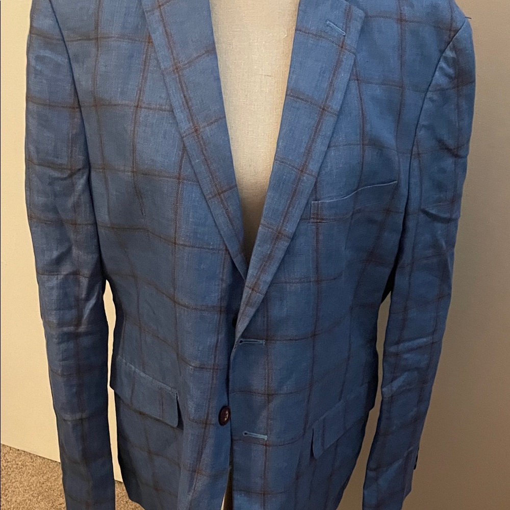 TALLIA Blue Checkered Men's Blazer